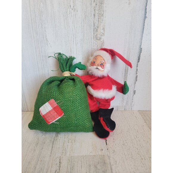 Vintage Annalee Santa Claus gift burlap sack xmas - Picture 1 of 7